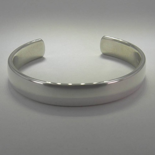 different angle of Sterling Silver plain cuff bracelet