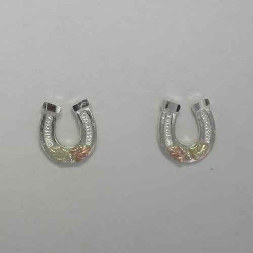 Black Hills Gold Sterling Silver horse shoe post earrings
