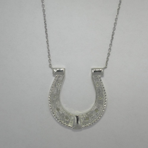 Custom Sterling Silver horse shoe necklace close up
