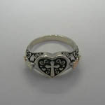 Black Hills Gold Sterling Silver cross in heart ring top view