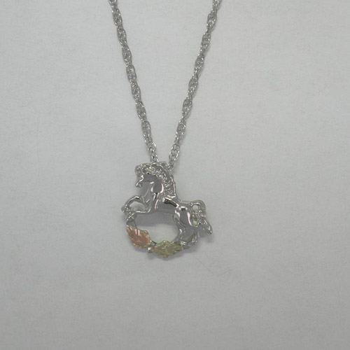 Black Hills Gold Sterling Silver small Rocking Horse necklace