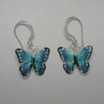 Sterling Silver Enamel Blue Morpho butterfly earrings