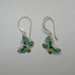 Sterling Silver Enamel small green butterfly earrings