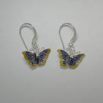 Sterling Silver enamel Nymphalis Antiopa butterfly earrings