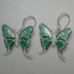 Sterling Silver enamel and Chrysprase butterfly earrings