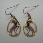 Copper cut out rearing stallion dangle earrings