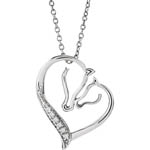 Sterling Silver mare and foal diamond necklace