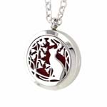 Stainless Steel Essential Oil cat and flowers diffuser necklace