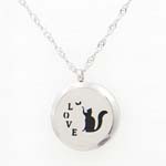 Stainless Steel Essential Oil LOVE cat and butterfly diffuser necklace