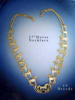 gold plated nineteen horse breed necklace