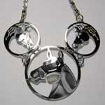 Rhodium plated horse necklace