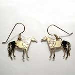 gold plated Thoroughbred horse dangle earrings
