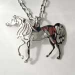 Rhodium plated Arabian horse necklace