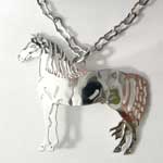 Rhodium plated Morgan horse necklace