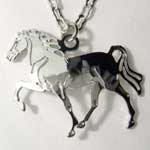 Rhodium plated Tennessee Walking horse necklace