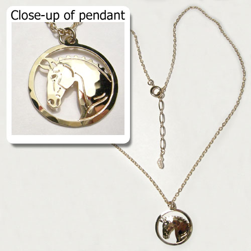 gold plated Dressage horse head necklace