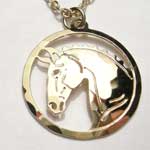 gold plated Dressage horse head necklace