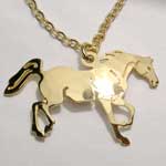 gold plated cantering horse necklace