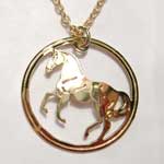 gold plated Dressage horse necklace