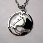 Rhodium plated horse head in bridle necklace