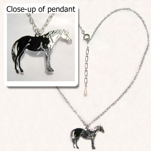 Rhodium plated Quarter Horse necklace