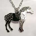 Rhodium plated Percheron Draft horse necklace