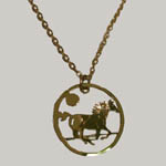 14 kt. y.g. plated galloping horse in moonlight necklace
