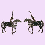 Rhodium plated Arabian Horse dangle earrings