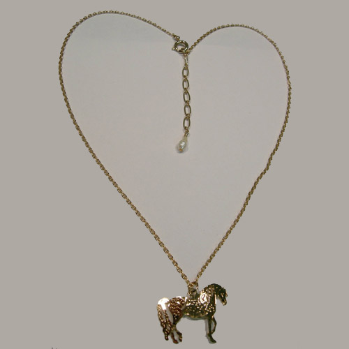 14 kt.y.g. plated Welsh Mountain Pony necklace full view