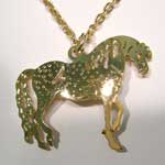 hammered gold Welsh Pony necklace