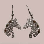 Landstoms Black Hills Gold Sterling Silver horsehead dangle earrings