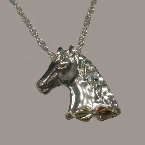 Landstrom's Black Hills Gold Sterling Silver horsehead necklace