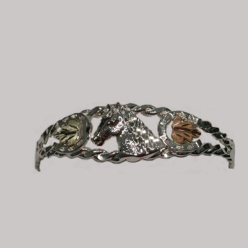 Landstrom's Black Hills Gold Sterling Silver horsehead cuff bracelet