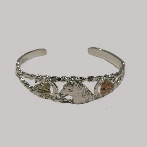 Landstrom's Black Hills Gold Sterling Silver cuff bracelet side view