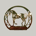 14 kt.y.g. plated Dressage Horse brooch with goldstone