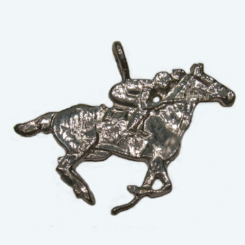Sterling Silver Thoroughbred racehorse and jockey charm/pendant