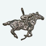 Sterling Silver Thoroughbred racehorse and jockey charm/pendant