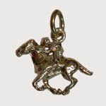 Sterling Silver small Thoroughbred racehorse and jockey charm/pendant