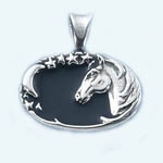 Sterling Silver horsehead with moon and stars pendant