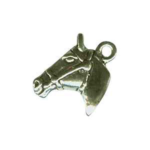 Sterling Silver 3 D horsehead in bridle other side charm/pendant