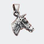 Sterling Silver 3 D horsehead in bridle charm/pendant
