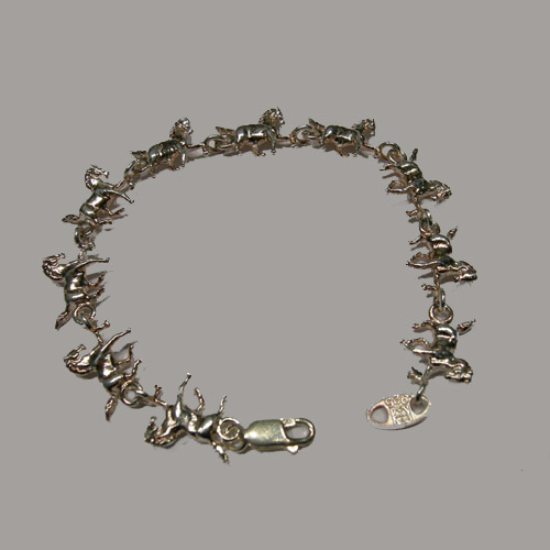 Sterling Silver trotting horse link bracelet