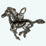 Sterling Silver 3 D galloping horse charm/pendant