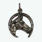 Sterling Silver horsehead in horseshoe charm/pendant
