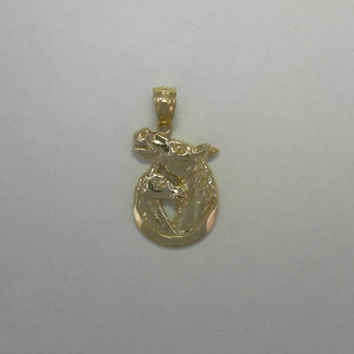 14 karat yellow gold mare and foal pendant