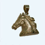 14 kt.y.g. textured horsehead pendant
