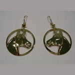 14 kt.y.g. plated Quarter Horse head dangle earrings