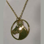 14 kt.y.g. plated Quarter Horse head necklace