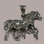 Sterling Silver trotting mare and foal charm/pendant