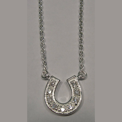 Sterling Silver cubic zirconia horseshoe necklace